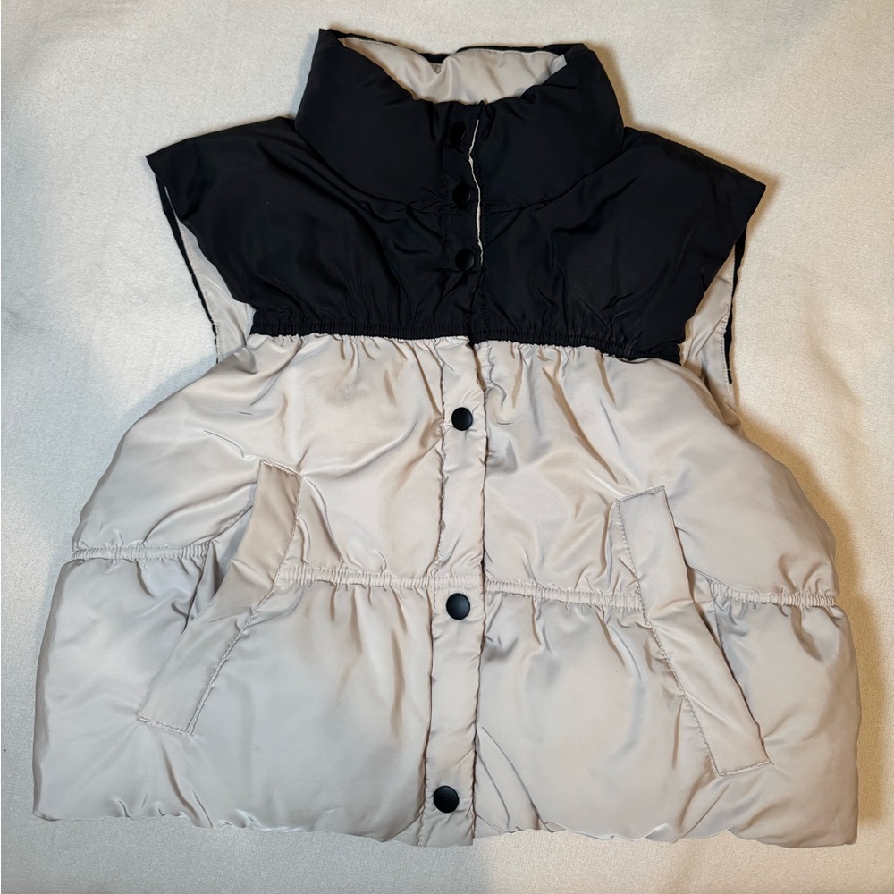 Black and Cream Puffer Vest